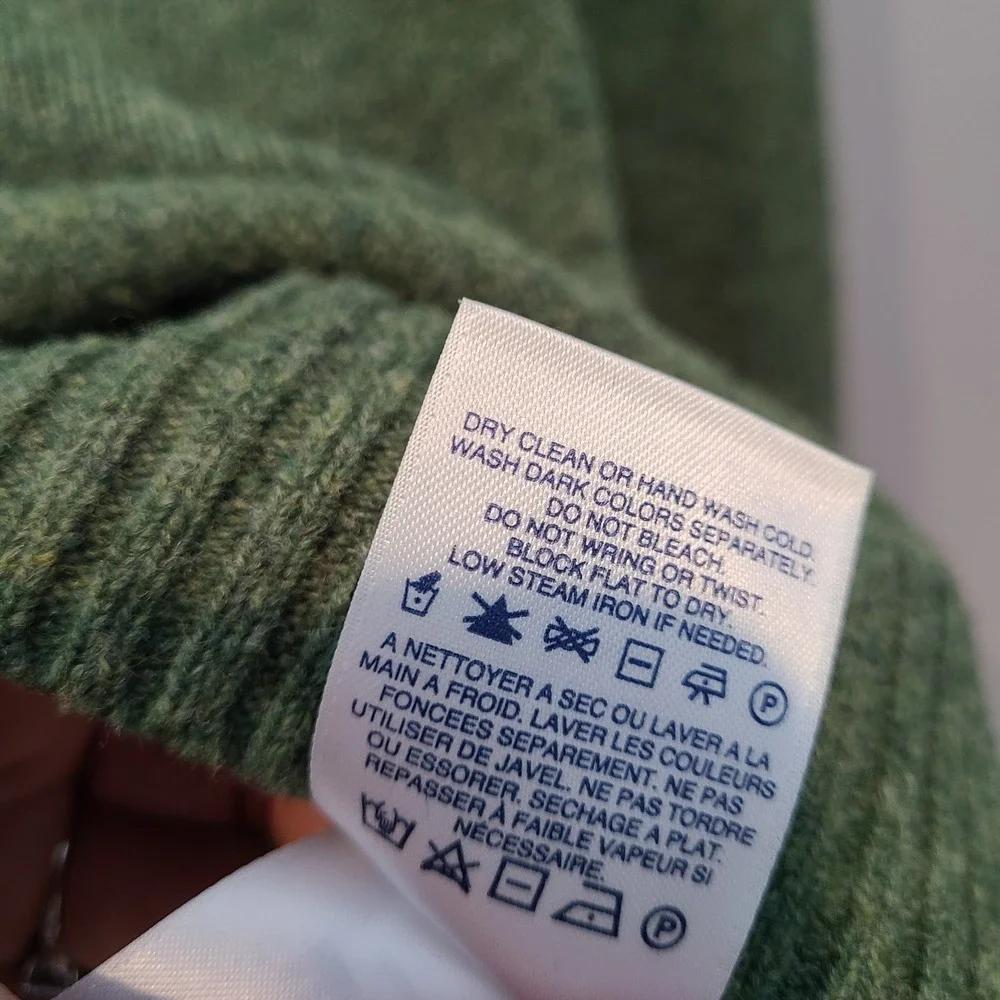 Land's End Mens Lambswool Sweater in size Large Tall LT Wool Green